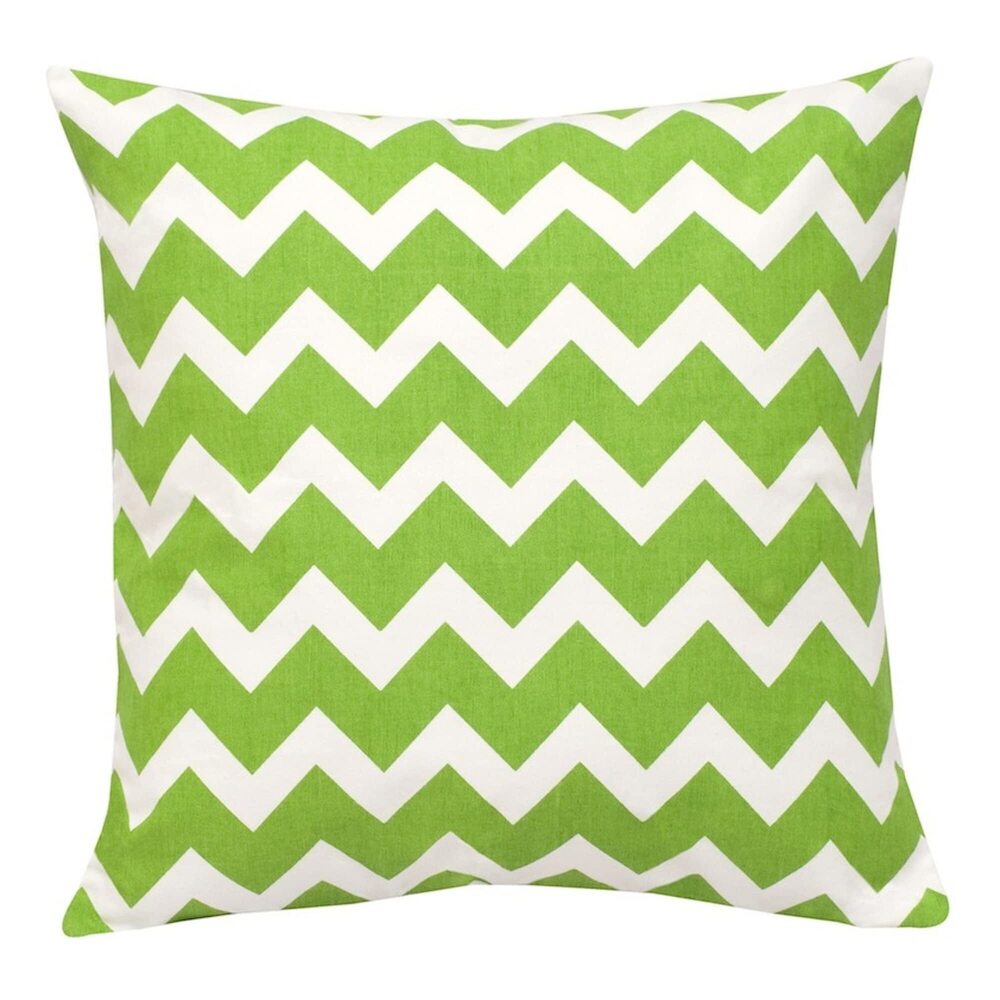 8648 20 in. Square Cotton Decorative Throw Pillow, 20"x20", Green Chevron